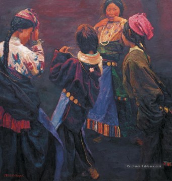 Fille tibétaine 2004 Chen Yifei Tibet Peinture à l'huile